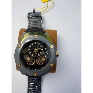 #W002 Invicta Akula 35246 Men's Automatic Watch 51mm Black Dial Silicone Strap